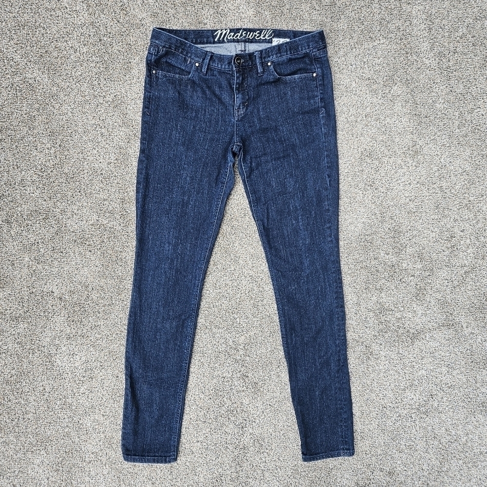 Madewell '37s Skinny Jeans Blue Stretch Denim Dark Wash Pockets Womens 28x32